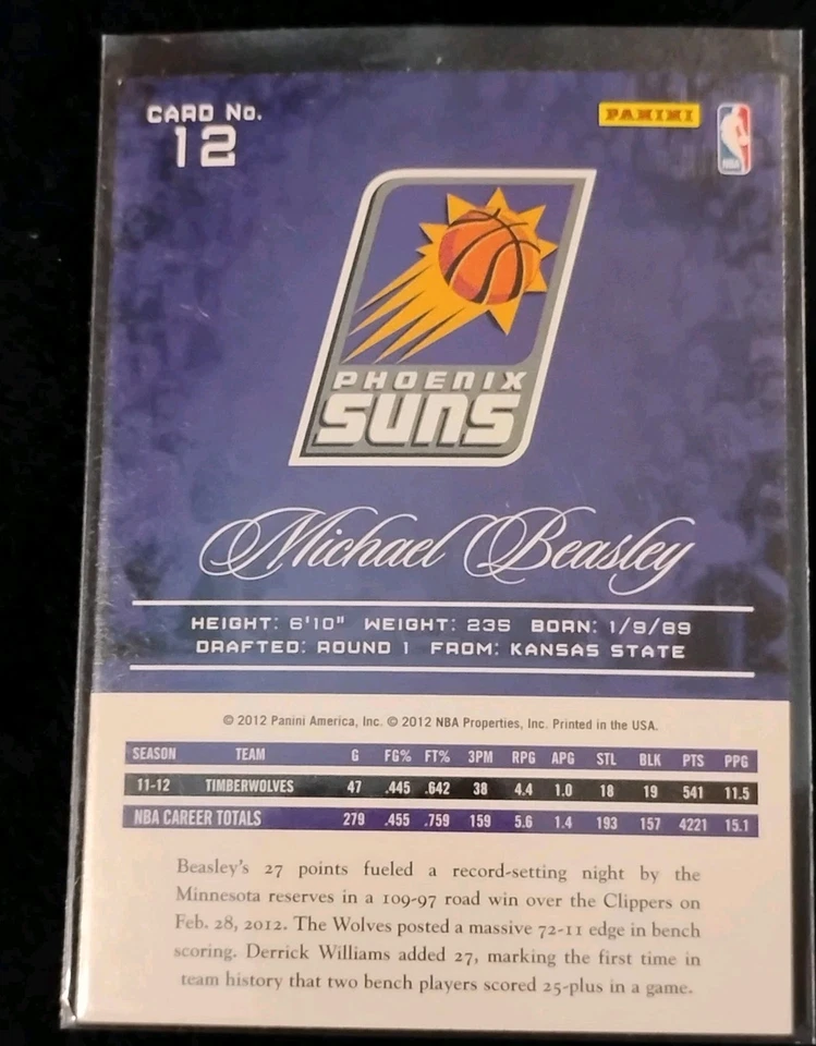 2012-13 Prestige - Michael Beasley #12 - Image 2 of 2