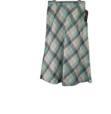 Vintage Counterparts Womens Skirting The Issue Mid-Maxi Skirt Aqua Plaid 14 New