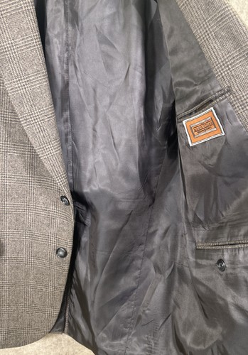 Burberrys Wool Blazer Mens 44R Brown Tan Sport Coat Jacket Plaid Windowpane - Picture 12 of 21