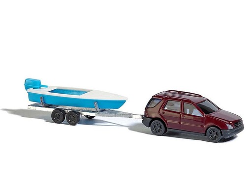 Busch 8334 Gauge N Mercedes M class with boat and trailer 1:160 n scale | Zustand: Nuevo