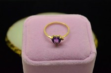 10K Yellow Gold Heart Cut Purple Amethyst Sol...