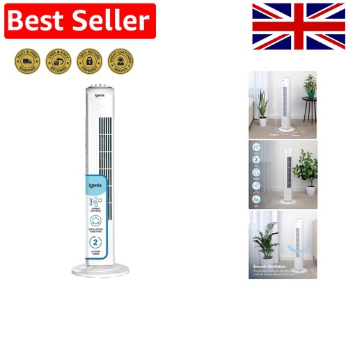 Oscillating Tower Fan, 30 Inch, White