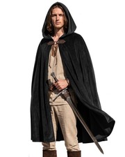 Medieval Velvet Hooded Cloak 39.37" Length Adjustable Buckle - for Cosplay, Ren