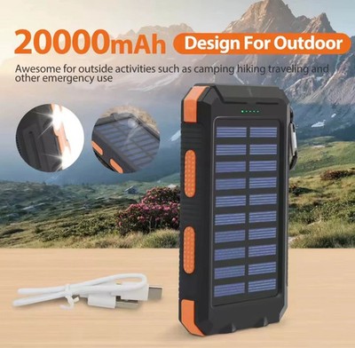 1 Pack BLAVOR Solar Power Bank Qi Portable Charger 20000mah External Battery