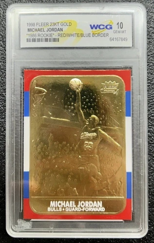 MICHAEL JORDAN 1998 Fleer Rookie Design 23K Gold Card R/W/B Border - GEM MINT 10
