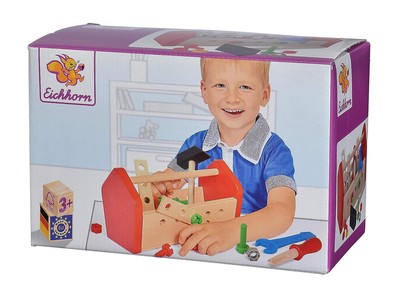 Eichhorn - 100028103 - Constructor Werkzeugkasten, 30-teilig, Holzspielzeug inkl
