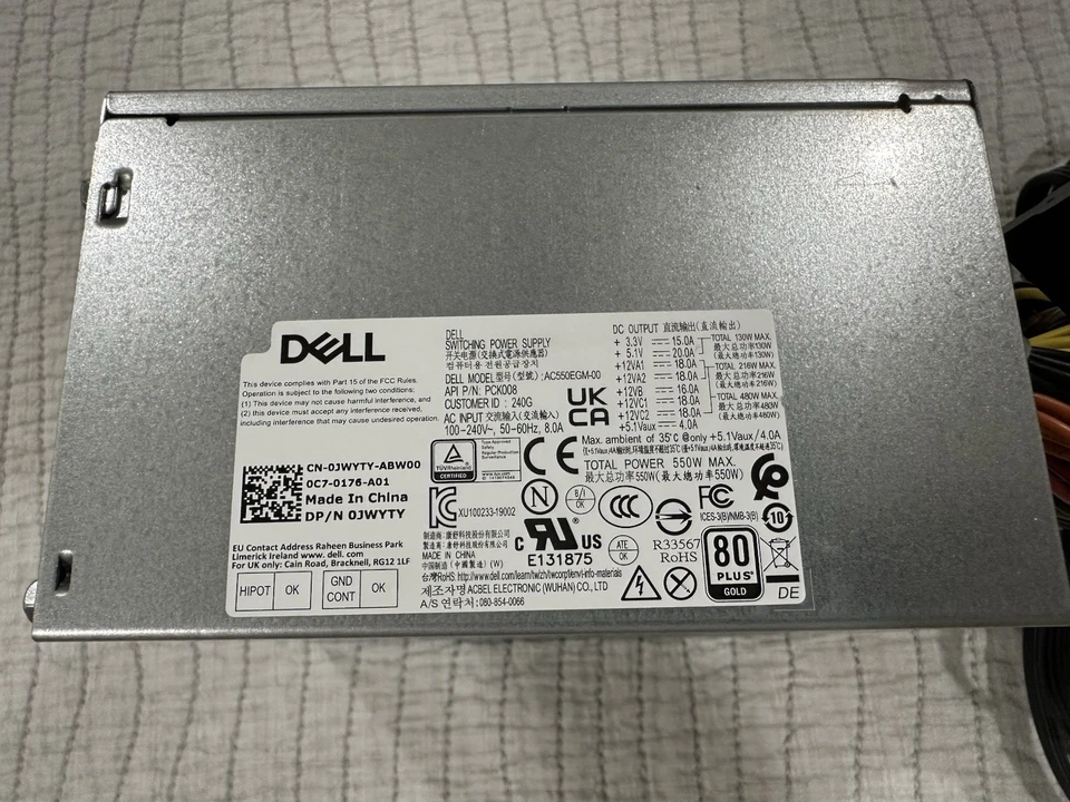 Dell Alienware Aurora R10 R11 R12 550W Power Supply YXK65 JWYTY 0VMT9 - Image 3 of 4