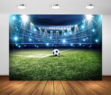 5x3ft Fabric Football Backdrop Soccer Pitch Sports Stadium Auditorium Spotlig...