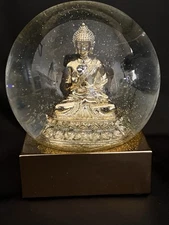 Gold Buddha Light-Up Snow Globe 6” LED Zen Meditation Decor Water-Filled