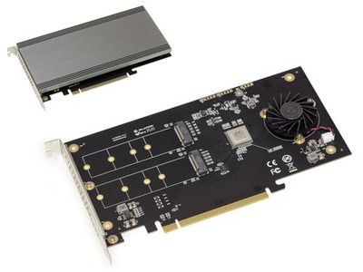 PCIe 3.1 16x Card For 2 M.2 NVMe M Key SSDs. RAID HARDWARE
