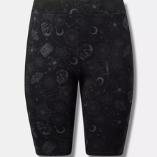 Torrid Bike Shorts 2X Black Magical Objects 11" Inseam Pockets High Rise Cotton