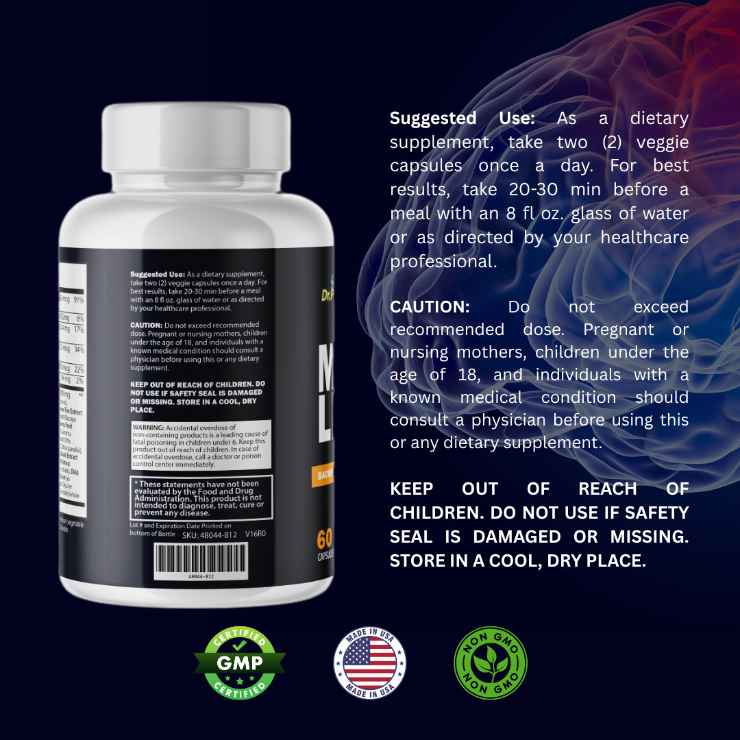 Memory Lift- Brain & Cognitve Support- 3 Bottles- 180 Capsules