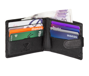 Portefeuille en cuir véritable pour hommes RFID Blocage, porte-cartes mince, noir