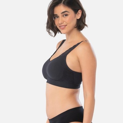 New UNDEROUTFIT Adjustable Comfort Bra w/ Lace Straps Large Black #445