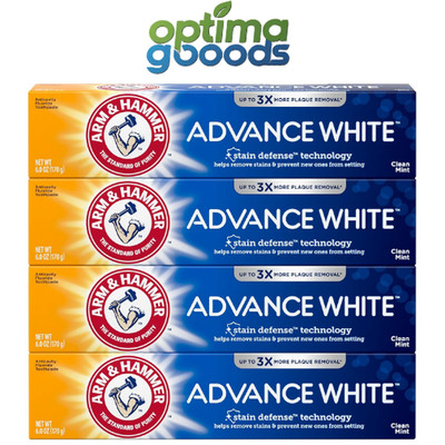 Arm & Hammer Advance White Toothpaste, Clean Mint Flavor, Stain Defense, 4 Pack