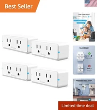 Smart Home Dual Outlet Plug - 4 Pack, Wireless Control with Alexa & Google
