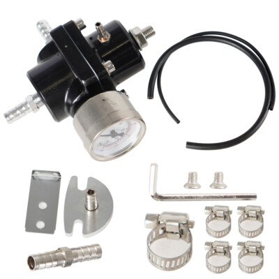 #ad #ad Universal Fuel Pressure Regulator Kit 0 140psi GageHose Black Adjustable $19.99