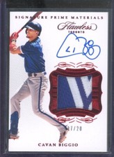2020 Panini Flawless CAVAN BIGGIO #SPM-CB Prime Materials Red Auto /20 Blue Jays