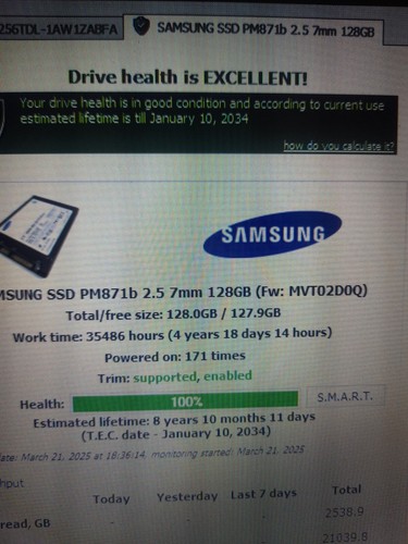 SSD Samsung PM871b 128 gb- Tested - Picture 3 of 4