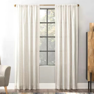 1 Panel 52x96 Scott Living Sheer Wallis Crosshatch Slub Curtain Panel Off White