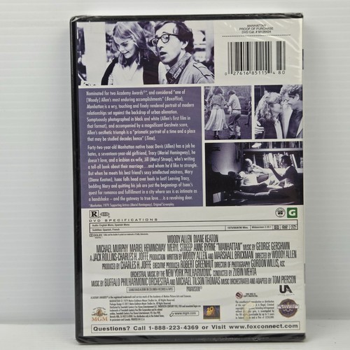 Manhattan DVD Movie 1979 Woody Allen Diane Keaton Meryl Streep Widescreen Reg 1 - Picture 2 of 2