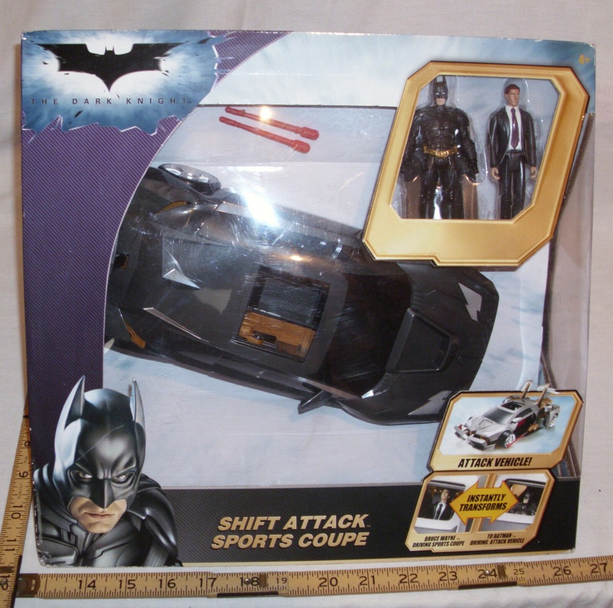 BATMAN THE DARK KNIGHT SHIFT ATTACK SPORTS COUPE SET MATTEL BOXED