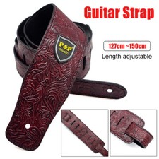 Adjustable Full Leather Guitar Strap Embossed Belt for Acoustic/Electric Bass