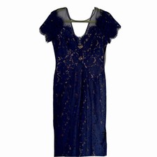 Rene Ruiz collection x Neiman Marcus navy lace and mesh holiday dress size 6