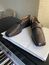 Hermes dress shoes brown leather flats slip ons loafers moccasins