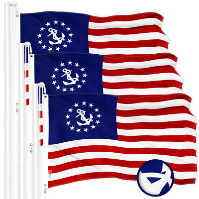 G128 3 Pack: American USA Yacht Ensign Flag 20x30 In ToughWeave Embr 210D Poly