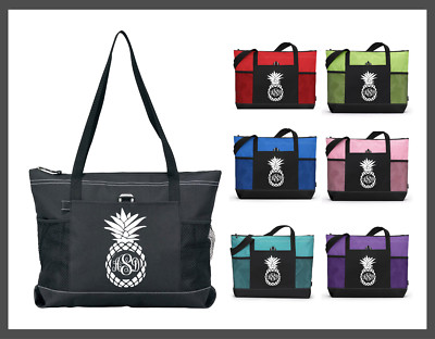 Pineapple Name Monogram Personalized Tote Purse Sports Gym Diaper Travel Bag