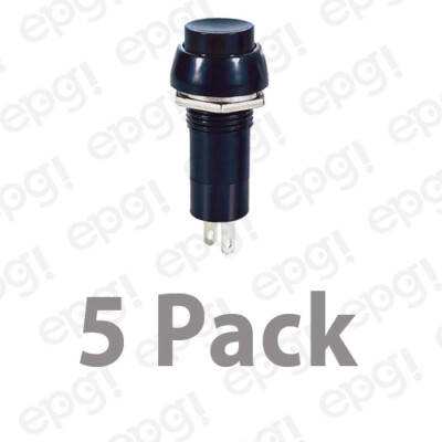 SPST (MOMENTARY-ON) N/O BLACK PUSH BUTTON SWITCH ROUND 3A @ 125V #66-2446-5PK
