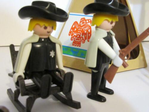 Lot Vintage PLAYMOBIL Geobra Figures Sherff-Indian-Chair-Teepee-Totum Pole-Horse - Picture 1 of 12