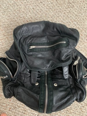 black leather backpack silver hardware