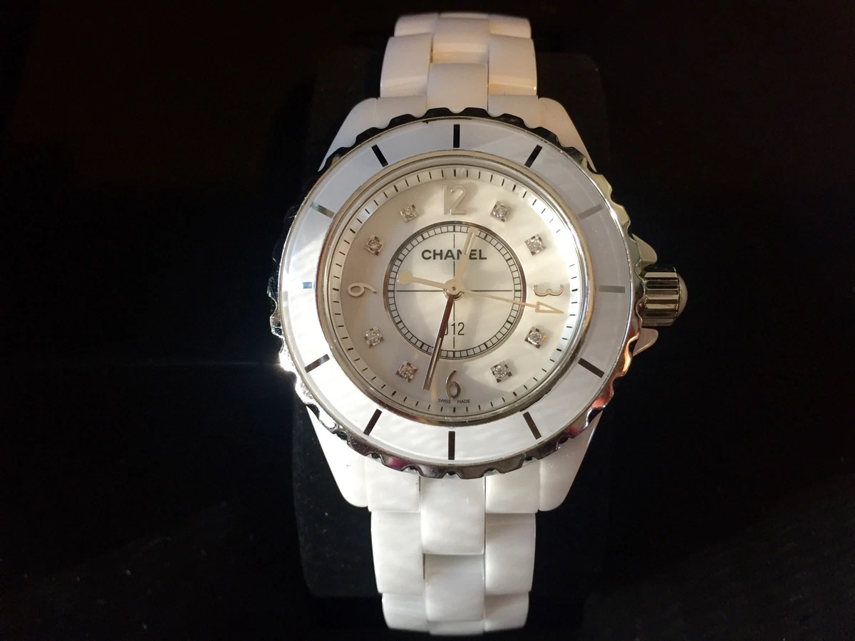 Chanel J12 White Ceramic Diamonds Quartz Ladies Watch H2422 For Sale at  1stDibs