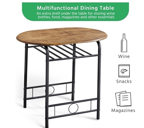 Small Dining Table And Chairs Modern Oval Bistro Set Small Breakfast Kitchen - Picture 4 of 6