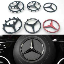 52mm 58mm ABS Chrome Black Star Mercedes Steering Wheel Sticker For Mercedes
