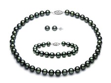 fashion black shell pearl necklace bracelet earring jewelry set 18'' 8/10/12mm