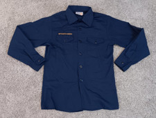VTG BOY SCOUTS OF AMERICA BSA Navy Blue Long Sleeve Uniform Shirt Youth 16 EUC