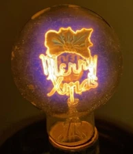 VINTAGE AEROLUX NEW YORK STYLE NEON LIGHTBULB “MERRY CHRISTMAS”