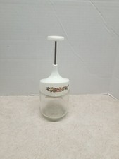 Vintage GEMCO Vegetable Spice O Life Pattern Nut or Food Chopper Jar White