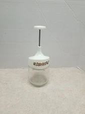 Vintage GEMCO Vegetable Spice O Life Pattern Nut or Food Chopper Jar White