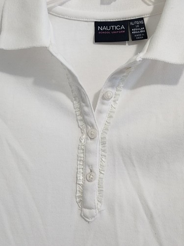 NAUTICA SCHOOL UNIFORM GIRLS SZ XL/16 WHITE KNIT TOP LS - Picture 3 of 5