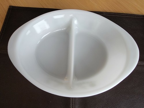Vintage Glasbake Green Flowers Oval Divided Dish - Picture 3 of 8