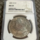 1881 S MORGAN SILVER DOLLAR COIN CERTIFIED BY NGC MS63 BEAUTIFUL TONER