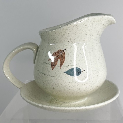 Vintage Franciscan Autumn Leaves Earthenware Gravy Boat w/ Attached Under Plate - Picture 4 of 6