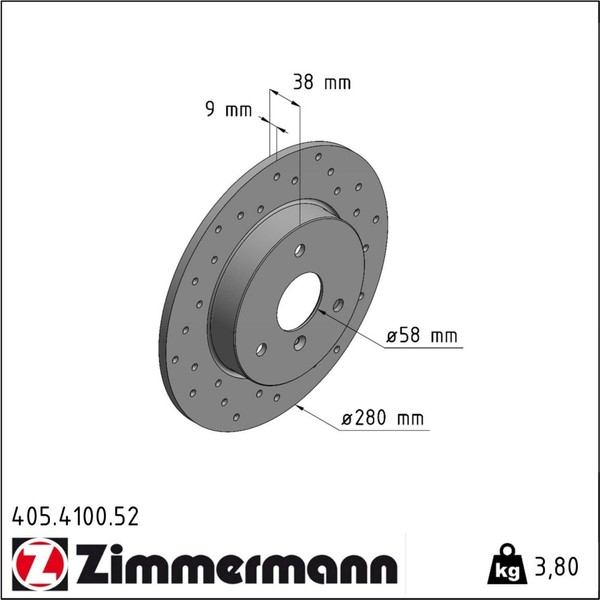 2X Zimmermann 405.4100.52 Bremsscheibe FüR Smart Fortwo City Crossblade 450 452-image