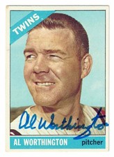 1966 Topps Baseball Card# 181 Al Worthington Autograph NrMT