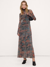 Banana Republic Women's Mesh Long-Sleeve Maxi Dress - No Import Fees