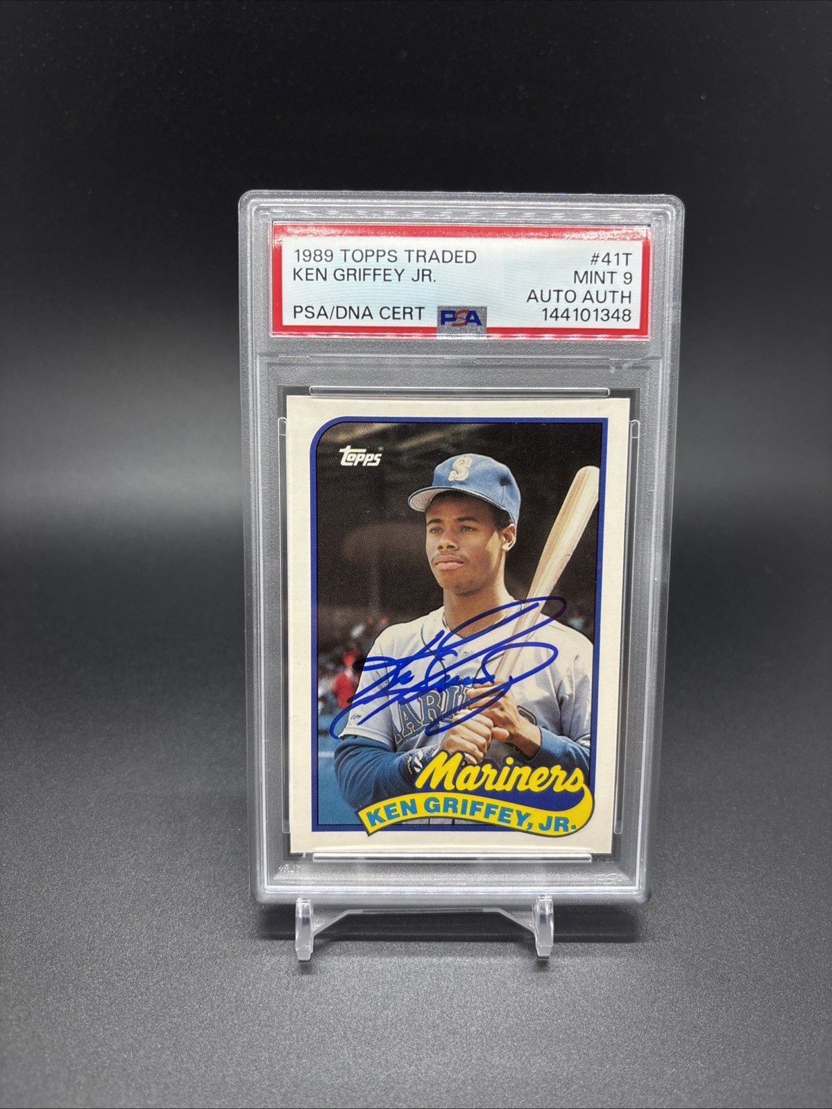 1989 Topps Traded Ken Griffey Jr Auto Rookie RC PSA 9/AUTH